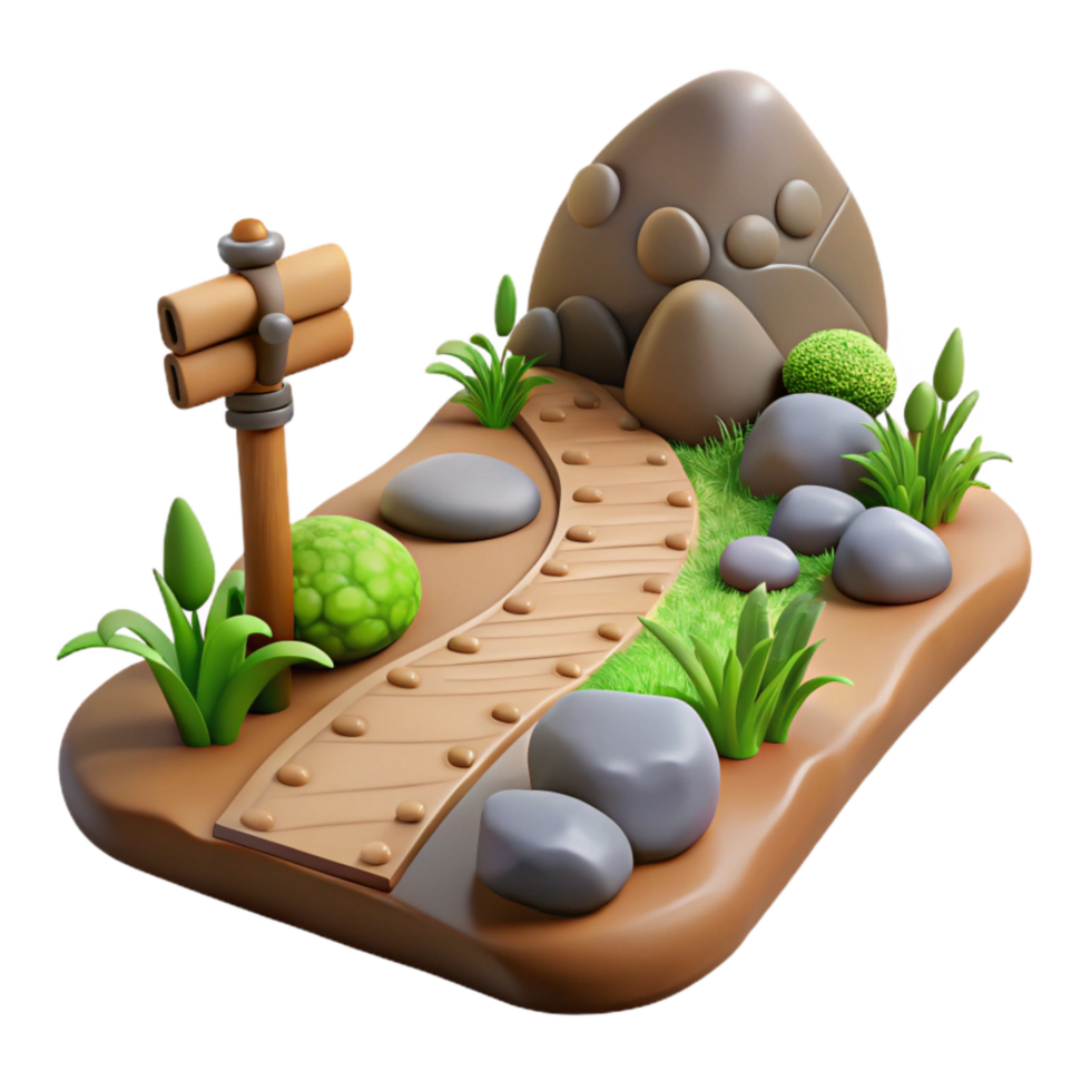 elegant artistic Hiking Trail Isolated on Transparent Background high quality png