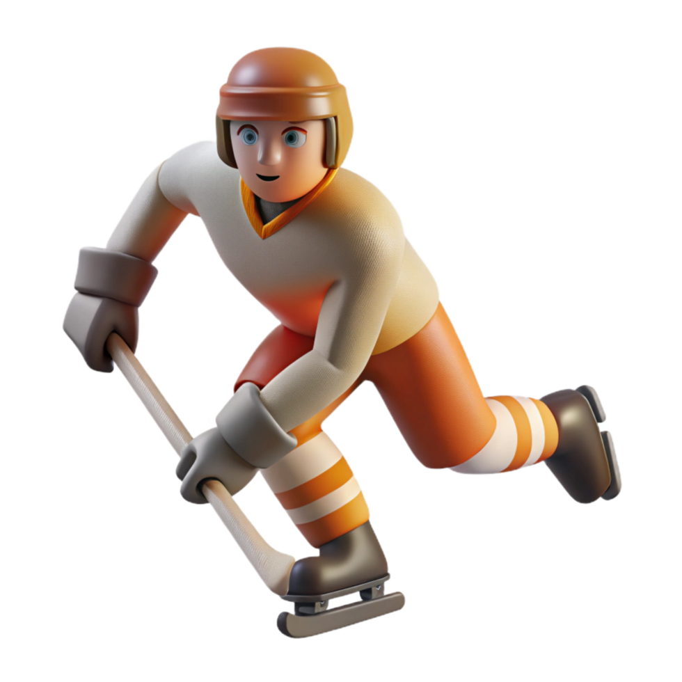 serene vintage Hockey Player Skating Side Angle Isolated Element authentic png