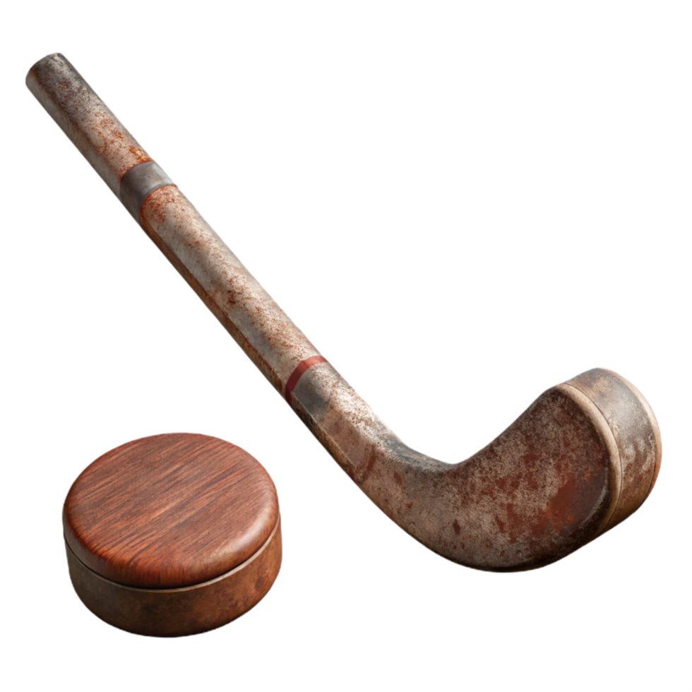 wonderful creative Hockey Stick and Puck Isolated Element detailed png