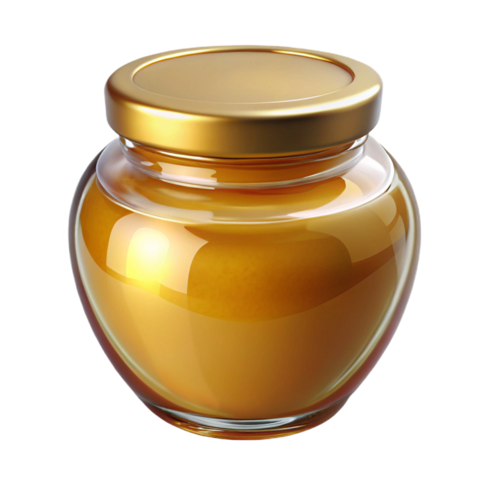 magnificent abstract Honey Jar Golden Liquid Transparent Background professional png