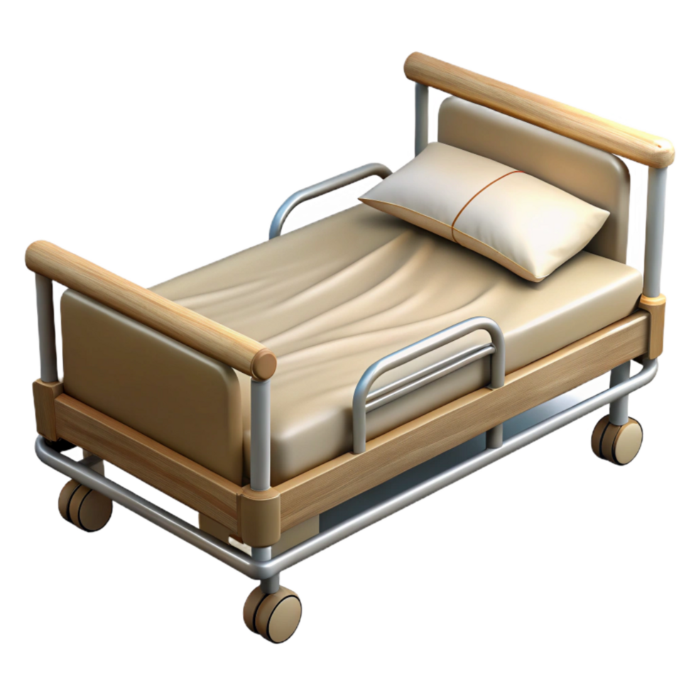 beautiful artistic Hospital Bed Empty Isolated Element with White Sheets authentic png