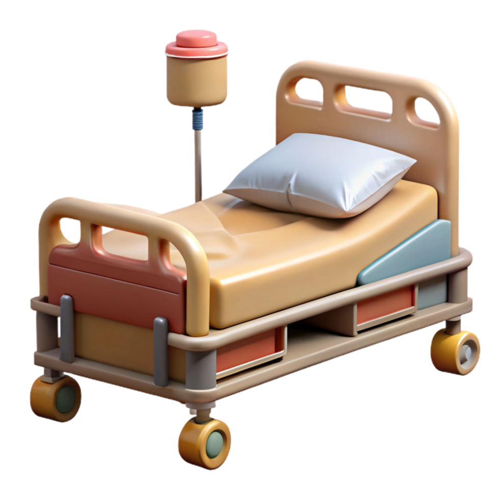 beautiful vintage Hospital Bed with Patient Transparent high resolution png