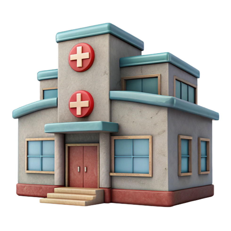 beautiful contemporary Hospital Building Front View Isolated Element professional png