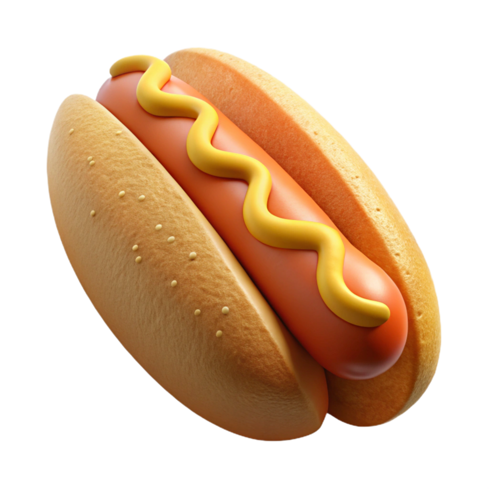 elegant artistic Hot Dog in Bun Cutout Isolated authentic png