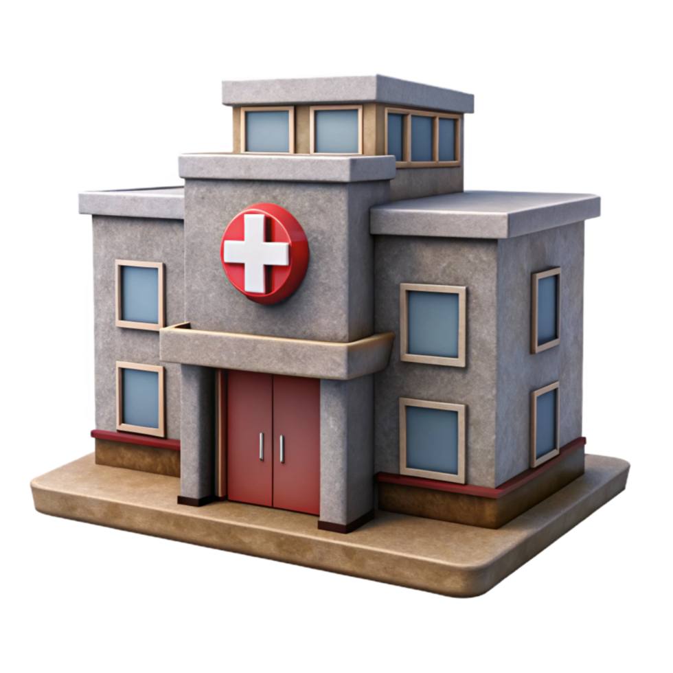 beautiful modern Hospital Building Front View Isolated Element professional png