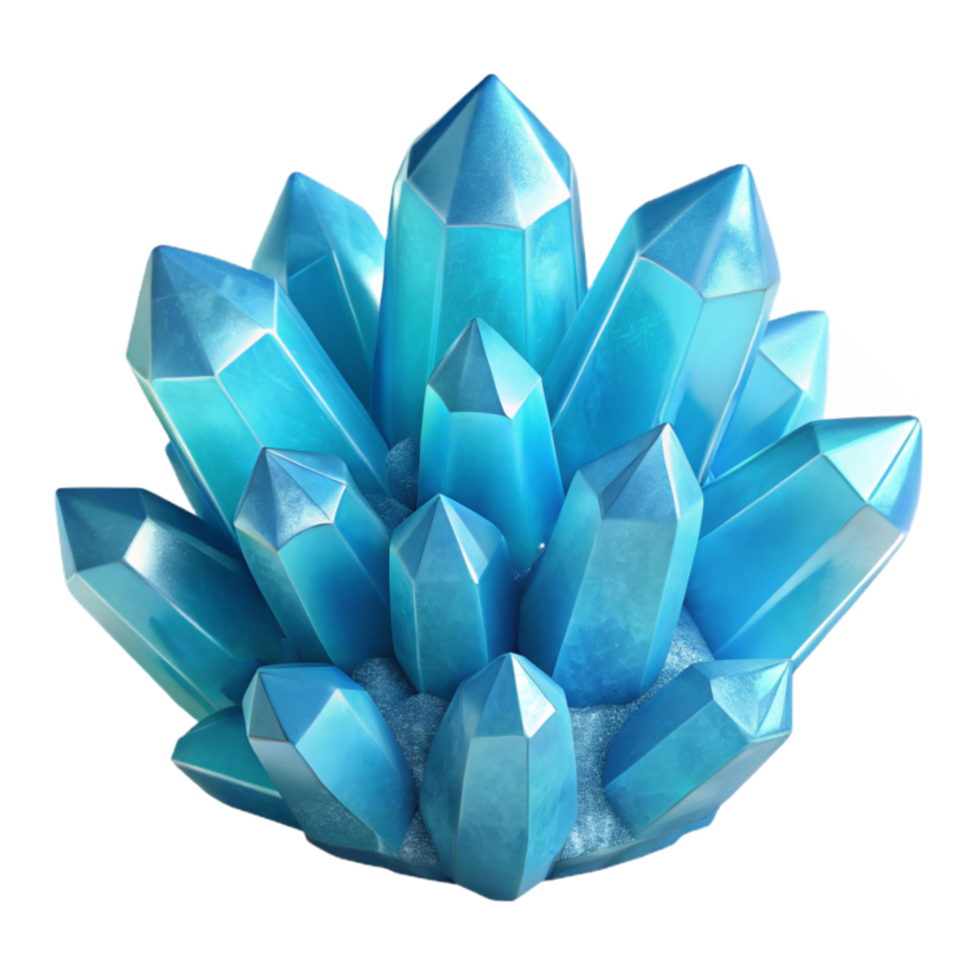 vibrant abstract Icy Blue Crystal Cluster Transparent Background Isolated high quality png