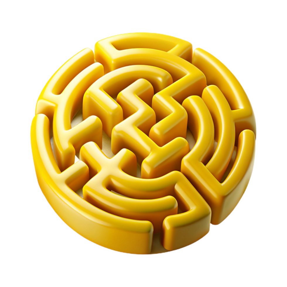 impressive classic Intricate Yellow Labyrinth Cutout with Maze-like Pattern genuine png