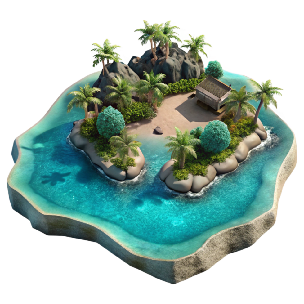 impressive abstract Island Paradise Aerial View Turquoise Water Cutout authentic png