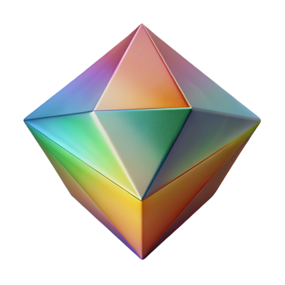 serene traditional Isolated Geometric Prism with Rainbow Gradient authentic png