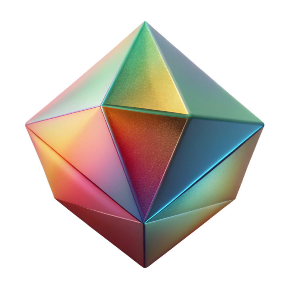 elegant modern Isolated Geometric Prism with Rainbow Gradient original png