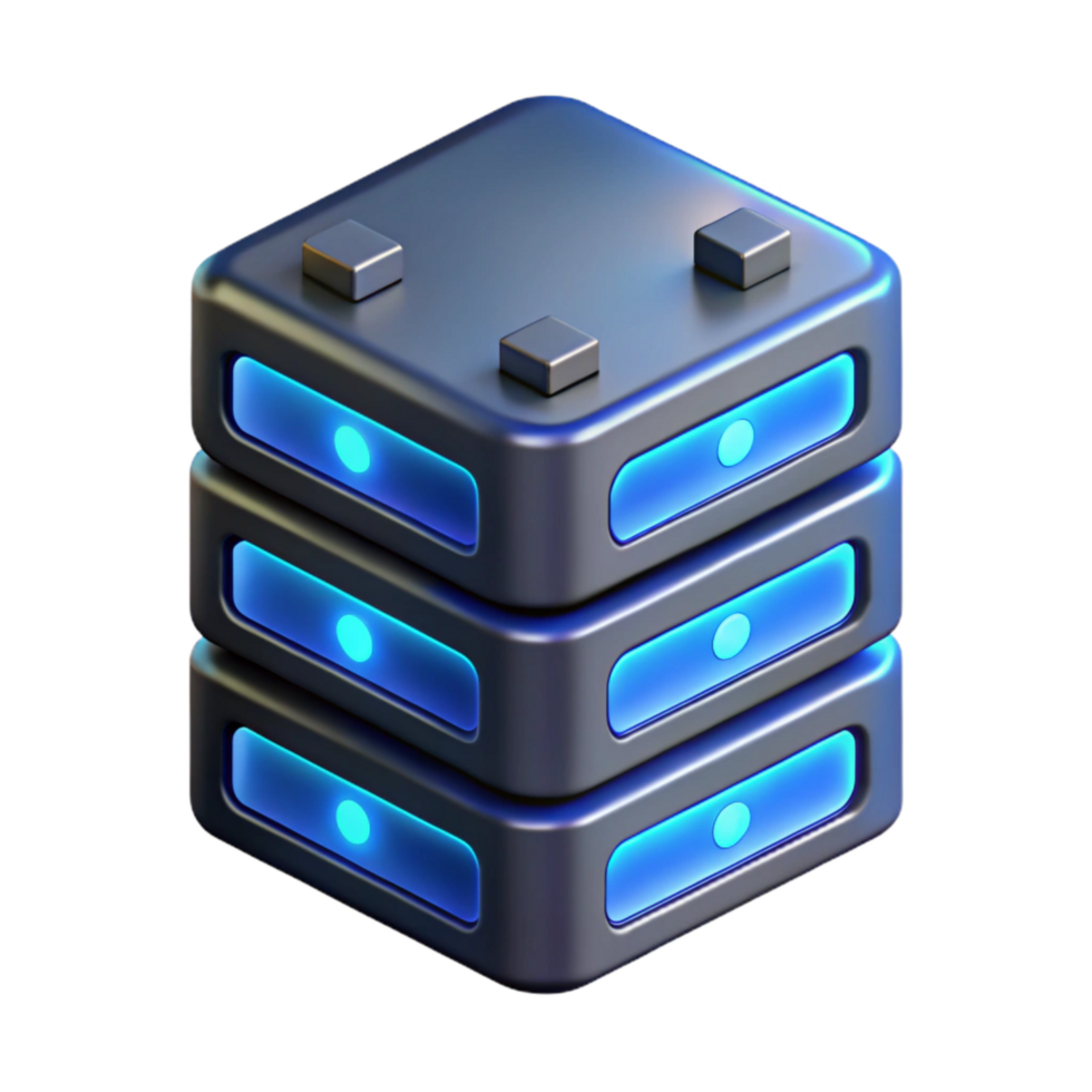 impressive classic Isometric Server Icon with Blue Lights Cutout Element high quality png