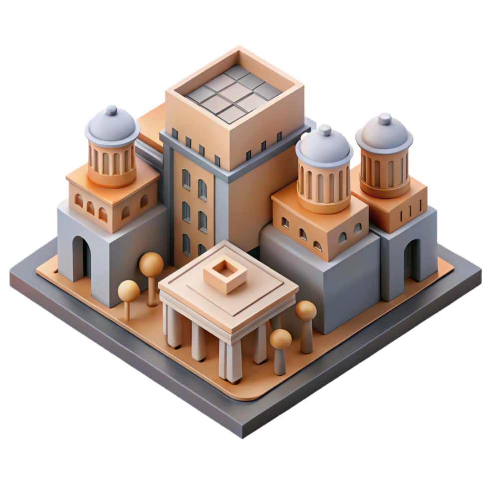 magnificent abstract Isometric Cityscape Isolated with Building Details authentic png