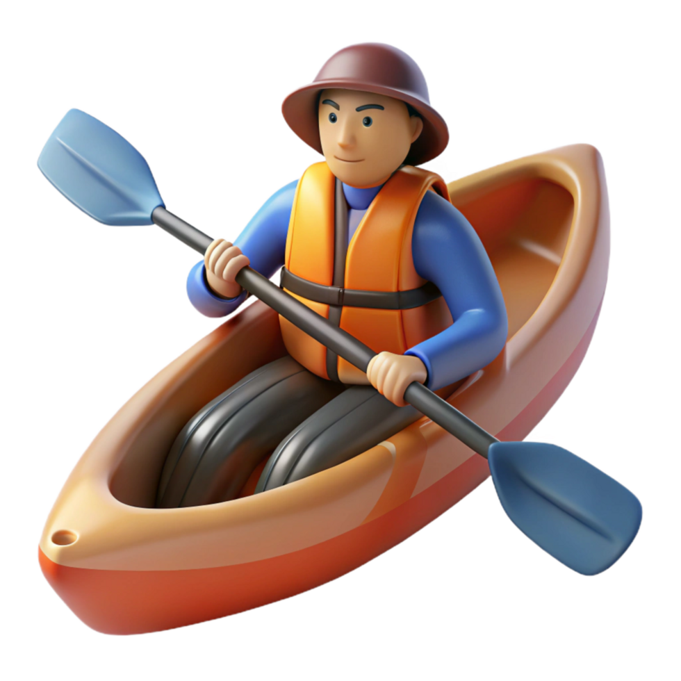 extraordinary contemporary Kayaker Paddling River Isolated Element genuine png