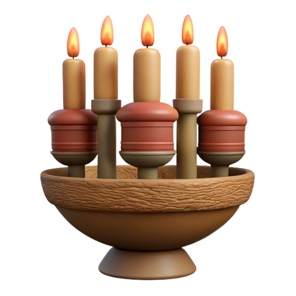 magnificent artistic Kwanzaa Kinara Seven Candles Lit Transparent Background original png