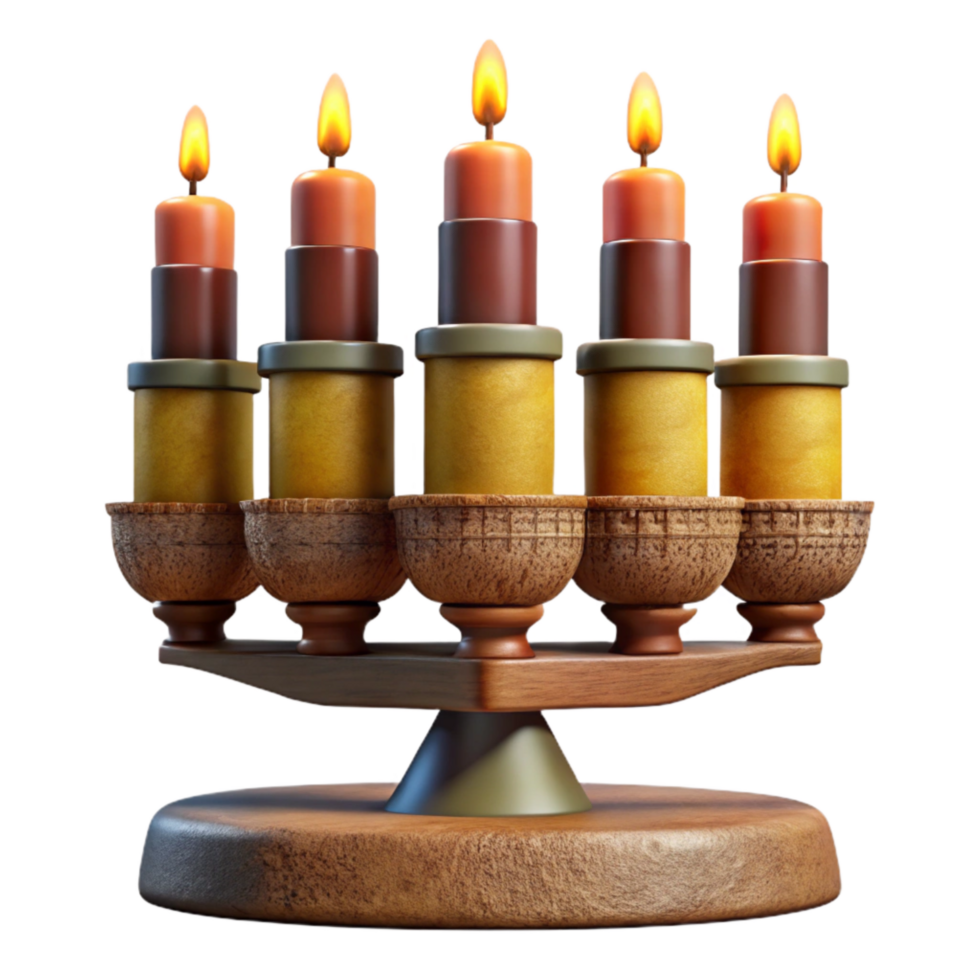 impressive abstract Kwanzaa Kinara Seven Candles Lit Transparent Background original png
