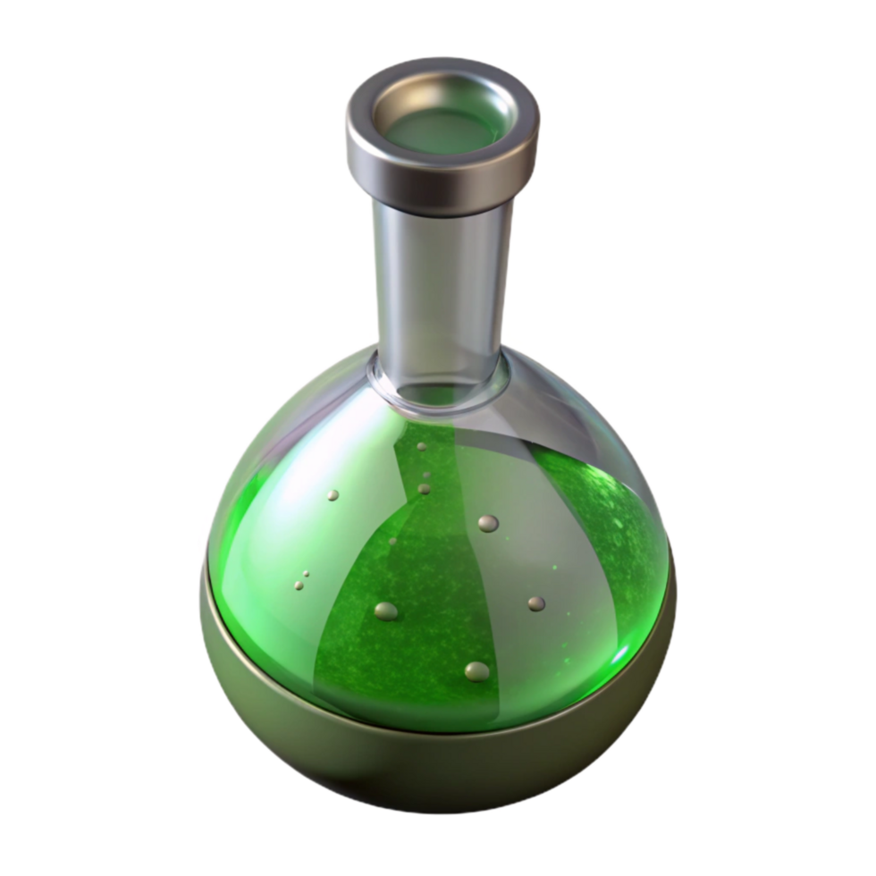 wonderful rustic Laboratory Flask with Green Liquid Transparent 4K png