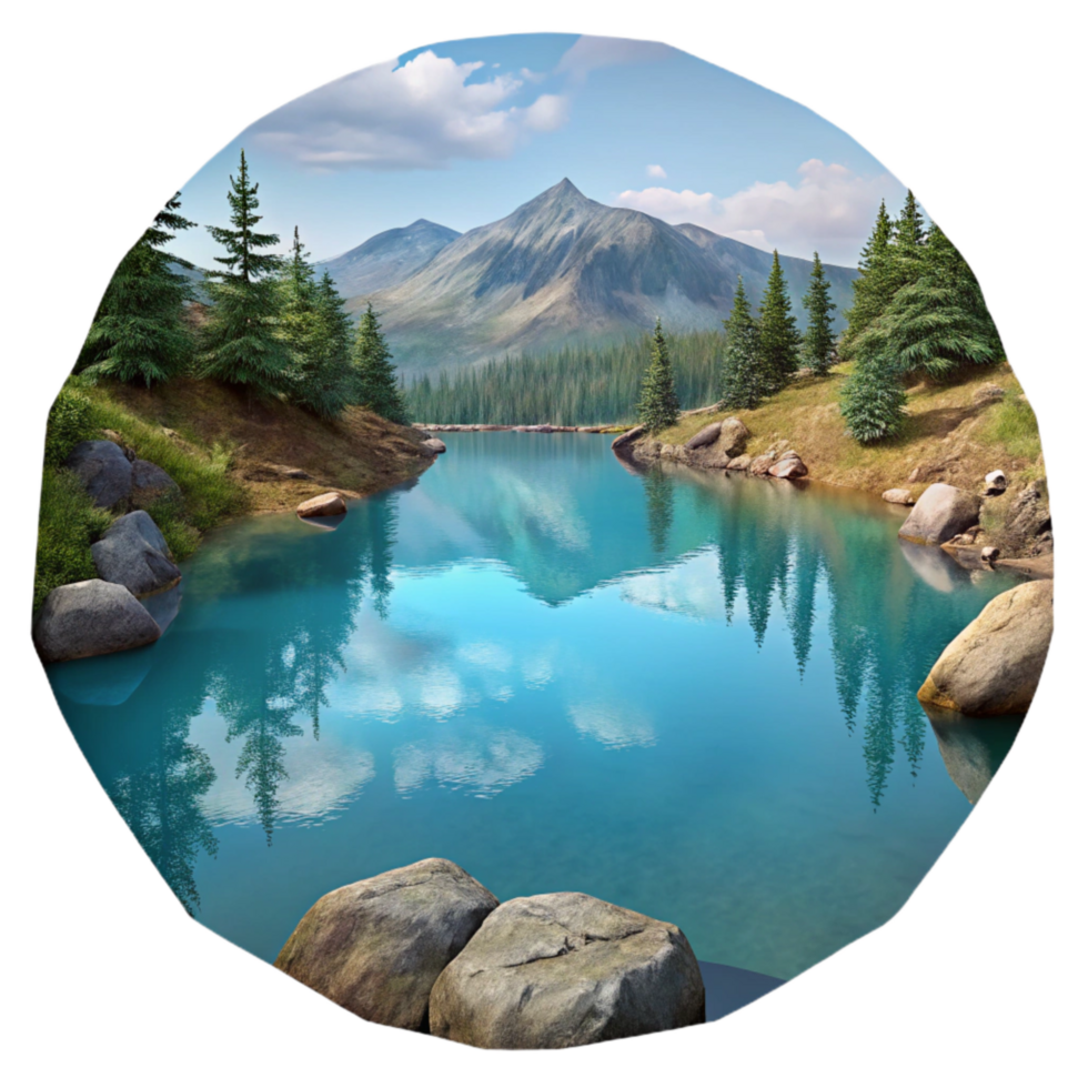 elegant creative Lake Calm Water Reflections Transparent Background high quality png