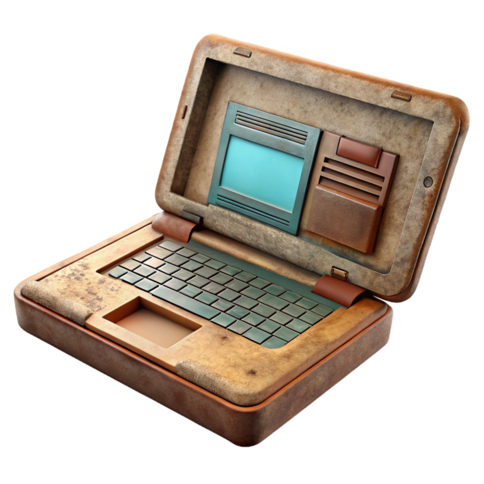 vibrant contemporary Laptop with Open Lid Showing Website Isolated authentic png