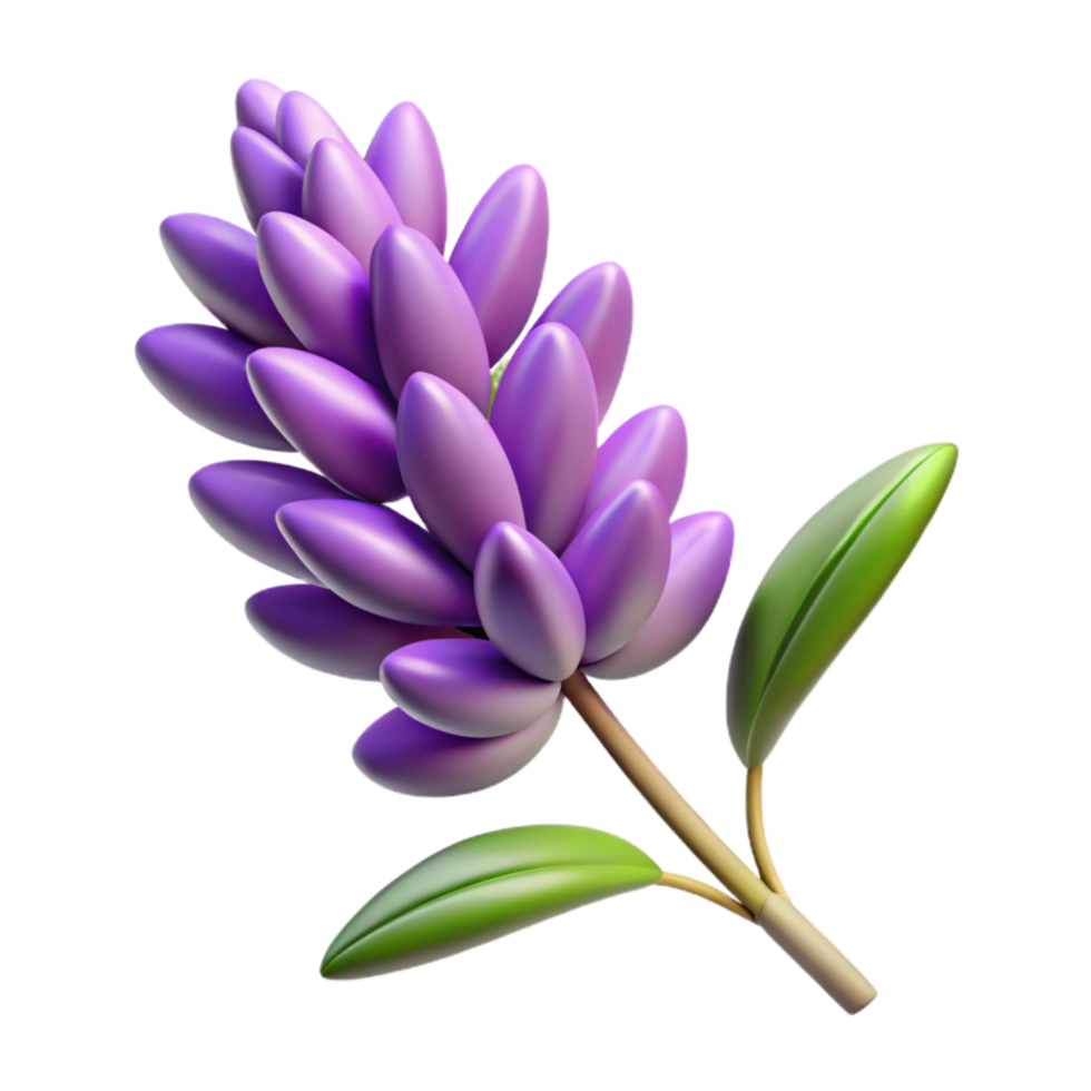 vibrant contemporary Lavender Sprig Purple Cutout with Flower Buds detailed png