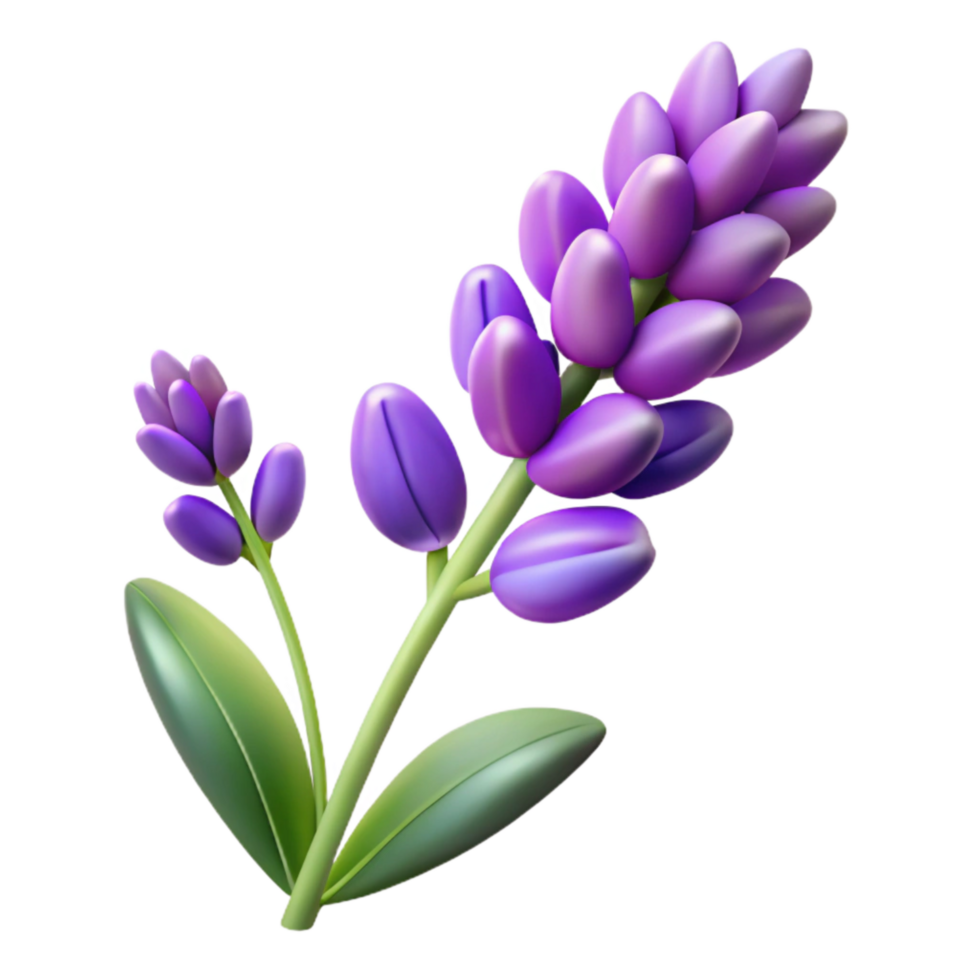 serene minimalist Lavender Sprig Purple Cutout with Flower Buds original png