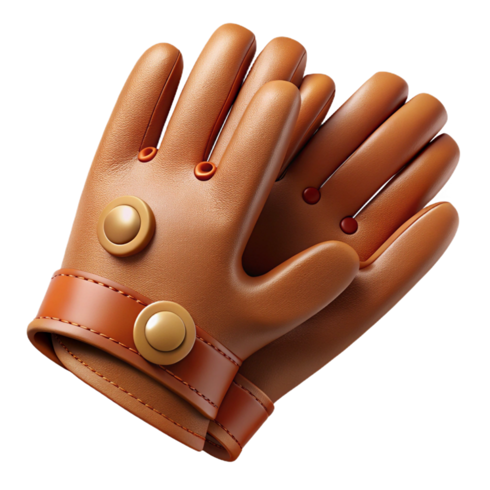 elegant rustic Leather Gloves with Button Closure Transparent Background authentic png