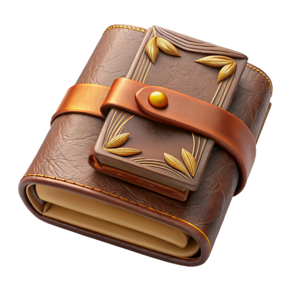 magnificent vintage Leather Journal with Embossed Cover Transparent Background original png