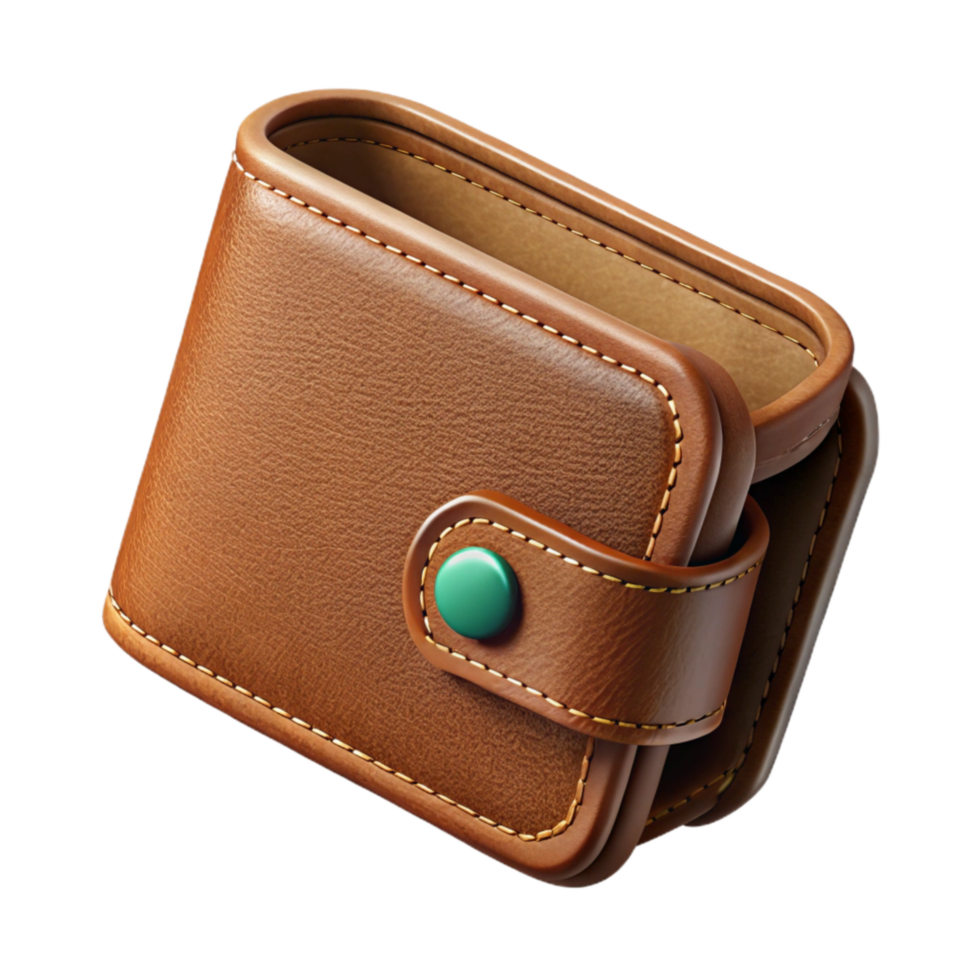 serene artistic Leather Wallet Open Top View Transparent Background genuine png
