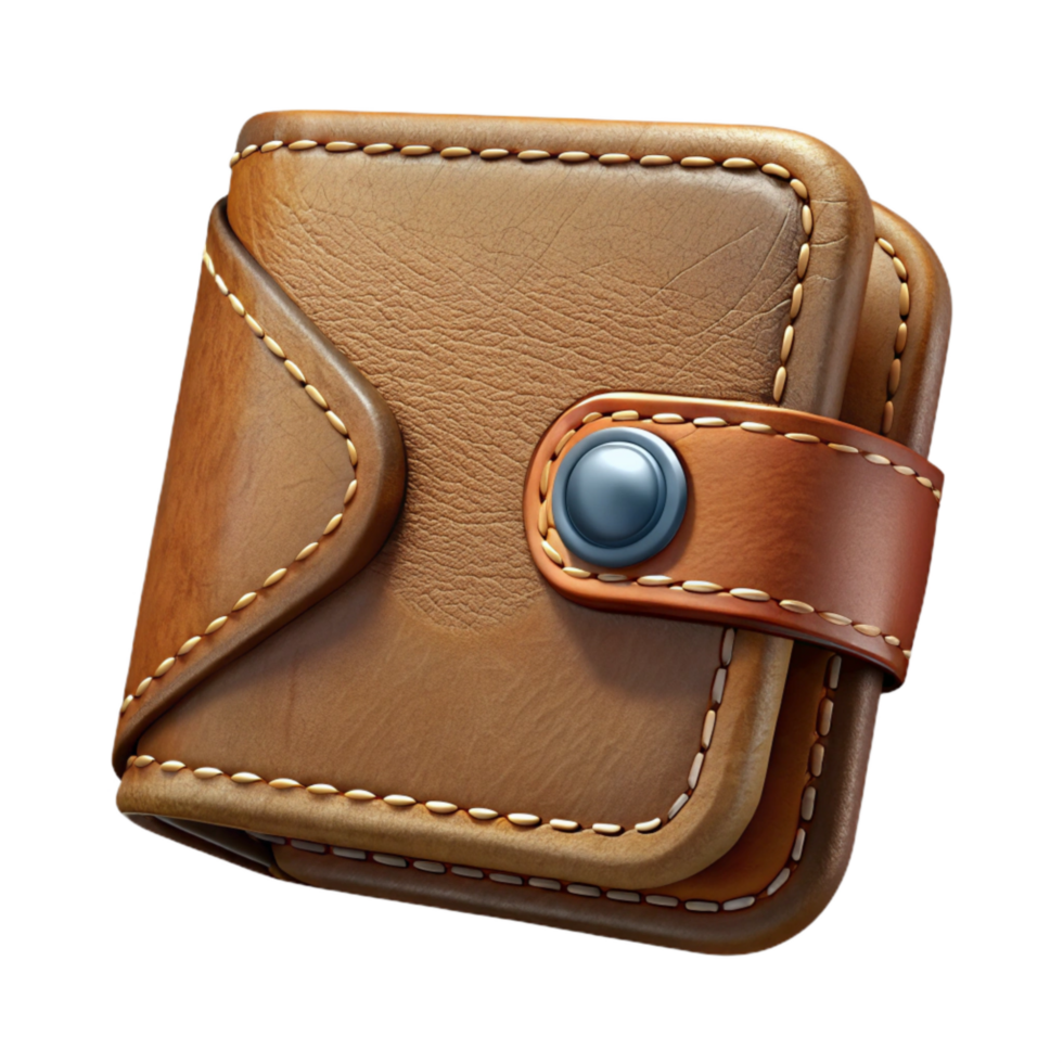 magnificent contemporary Leather Wallet with Stitching Detail Isolated high resolution png