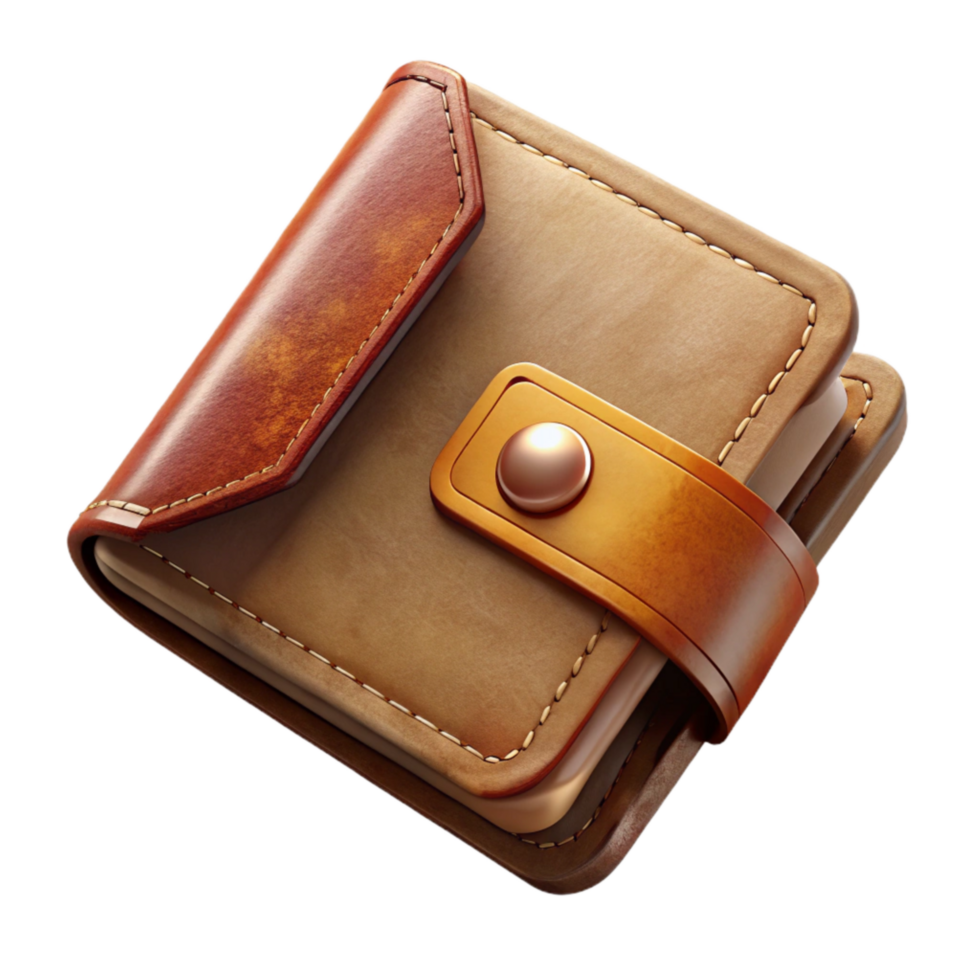magnificent vintage Leather Wallet Open Top View Transparent Background professional png