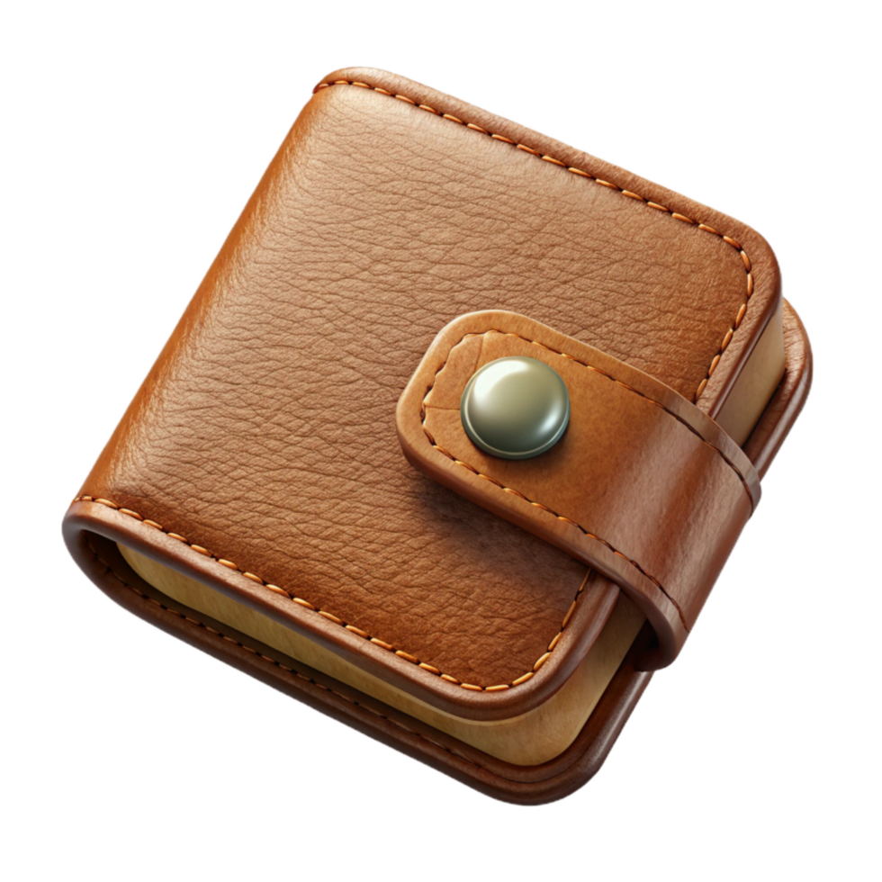 stunning traditional Leather Wallet Closed Top View Transparent Background high quality png