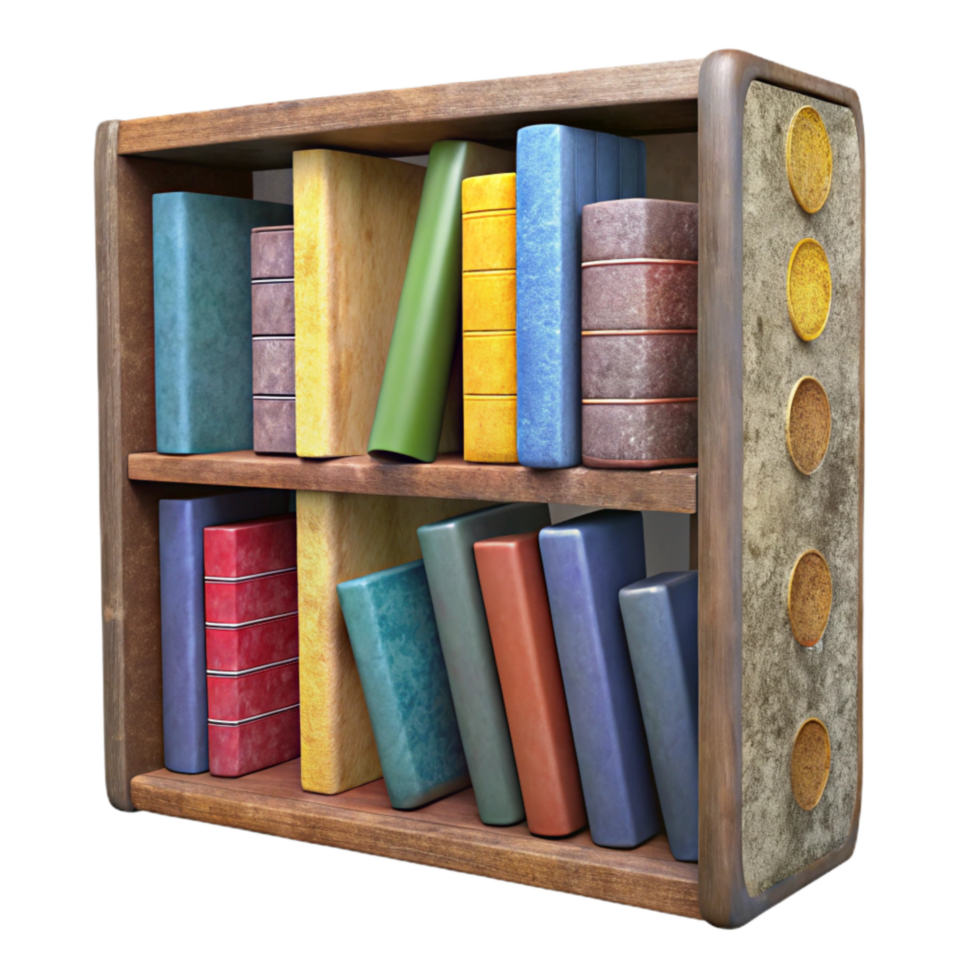 magnificent abstract Library Bookshelf with Colorful Books Cutout authentic png