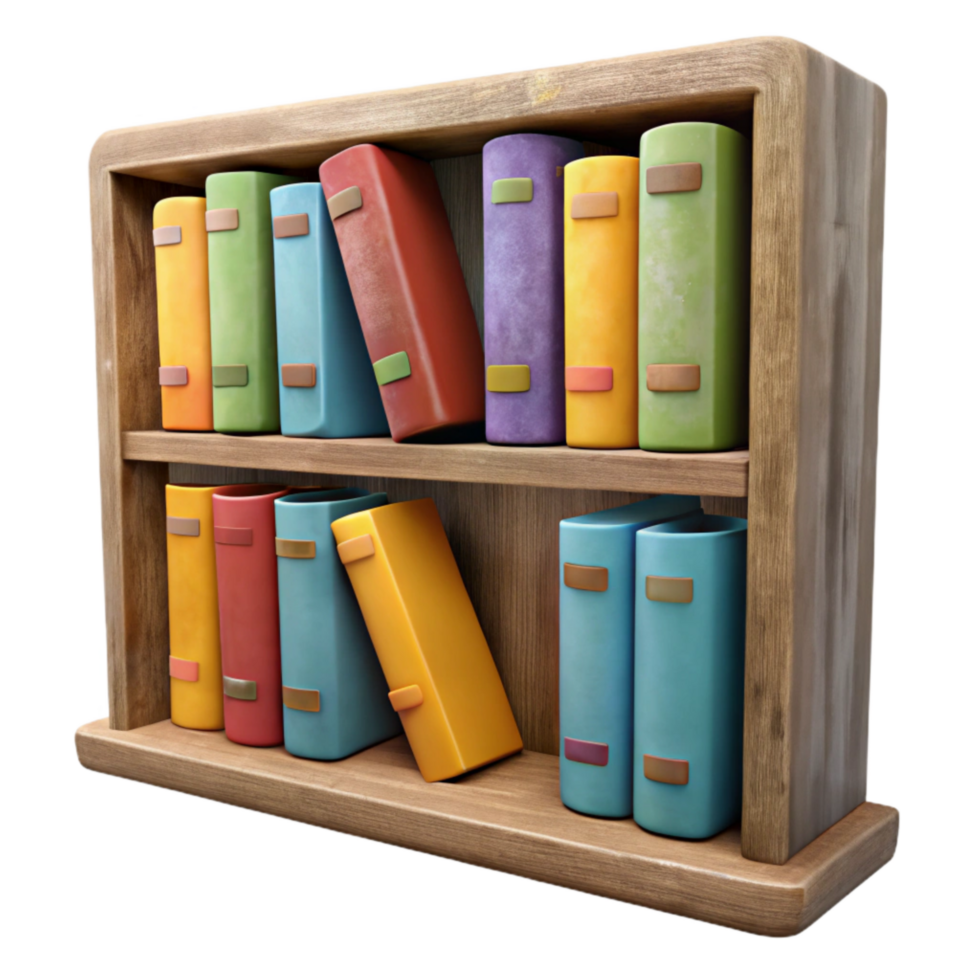 beautiful abstract Library Bookshelf with Colorful Books Cutout premium png