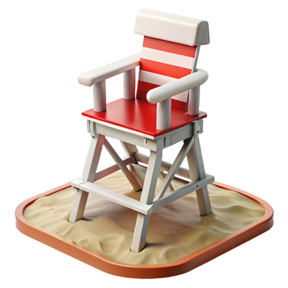 wonderful traditional Lifeguard Chair Red and White Coastal Scene Isolated detailed png