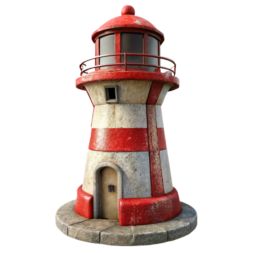 beautiful creative Lighthouse White and Red Coastal Scene Isolated 4K png