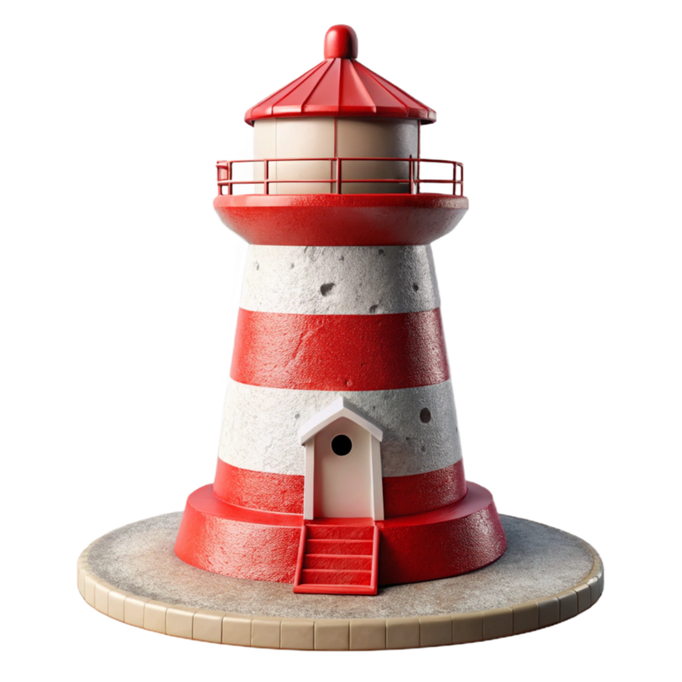 beautiful creative Lighthouse White and Red Coastal Scene Isolated professional png