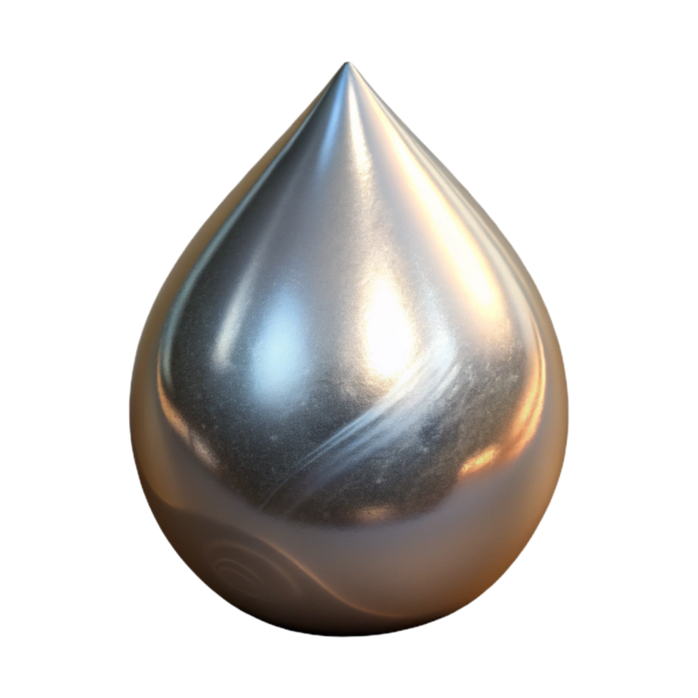 stunning traditional Liquid Metal Droplet Isolated with Reflective Surface professional png