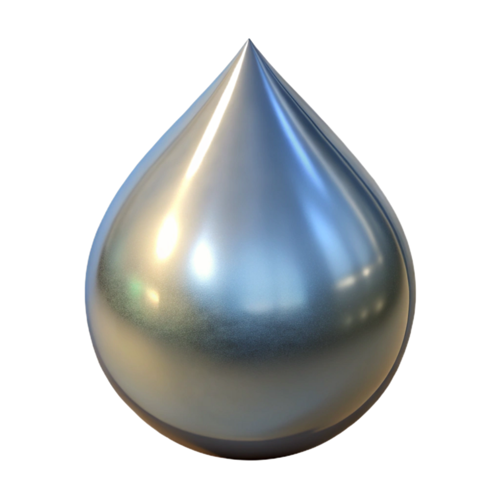 beautiful traditional Liquid Metal Droplet Isolated with Reflective Surface genuine png