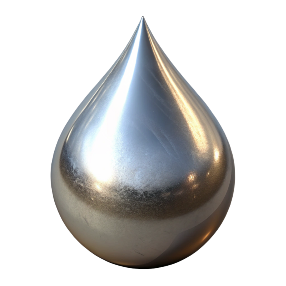 extraordinary creative Liquid Metal Droplet Isolated with Reflective Surface professional png