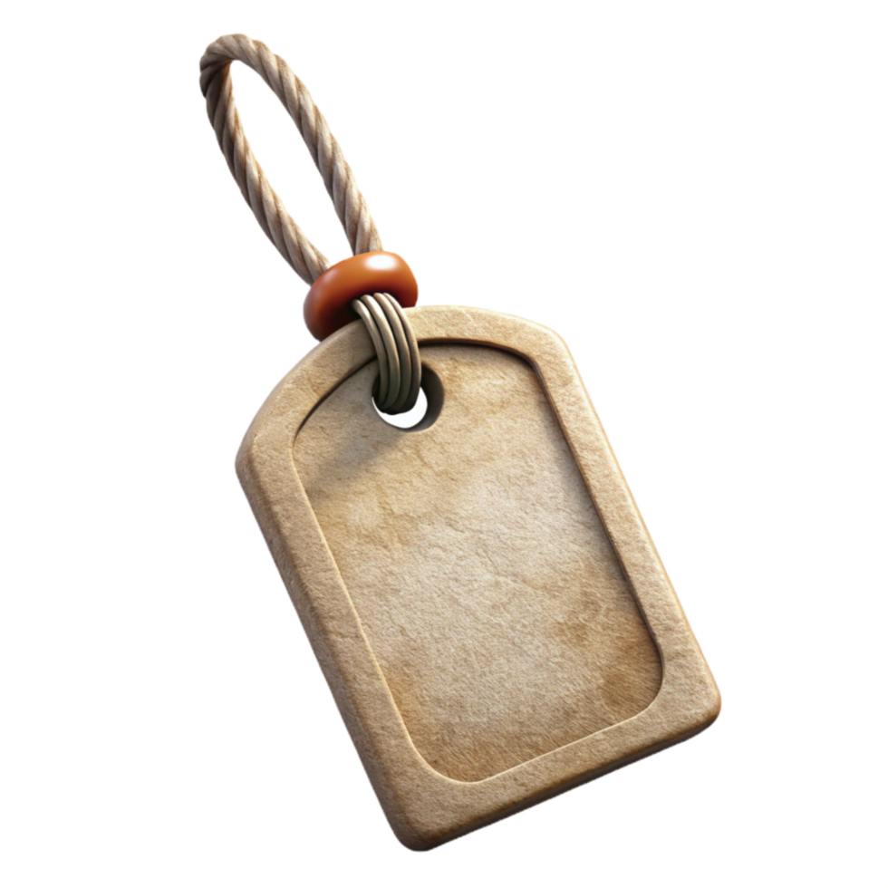 serene modern Luggage Tag with String Blank White Cutout high resolution png