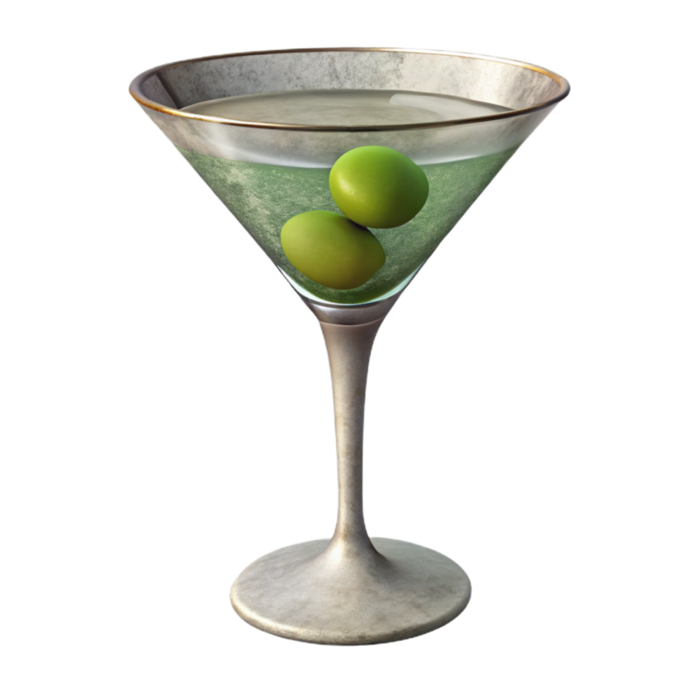 magnificent creative Martini Glass with Olive Isolated on Transparent Background premium png