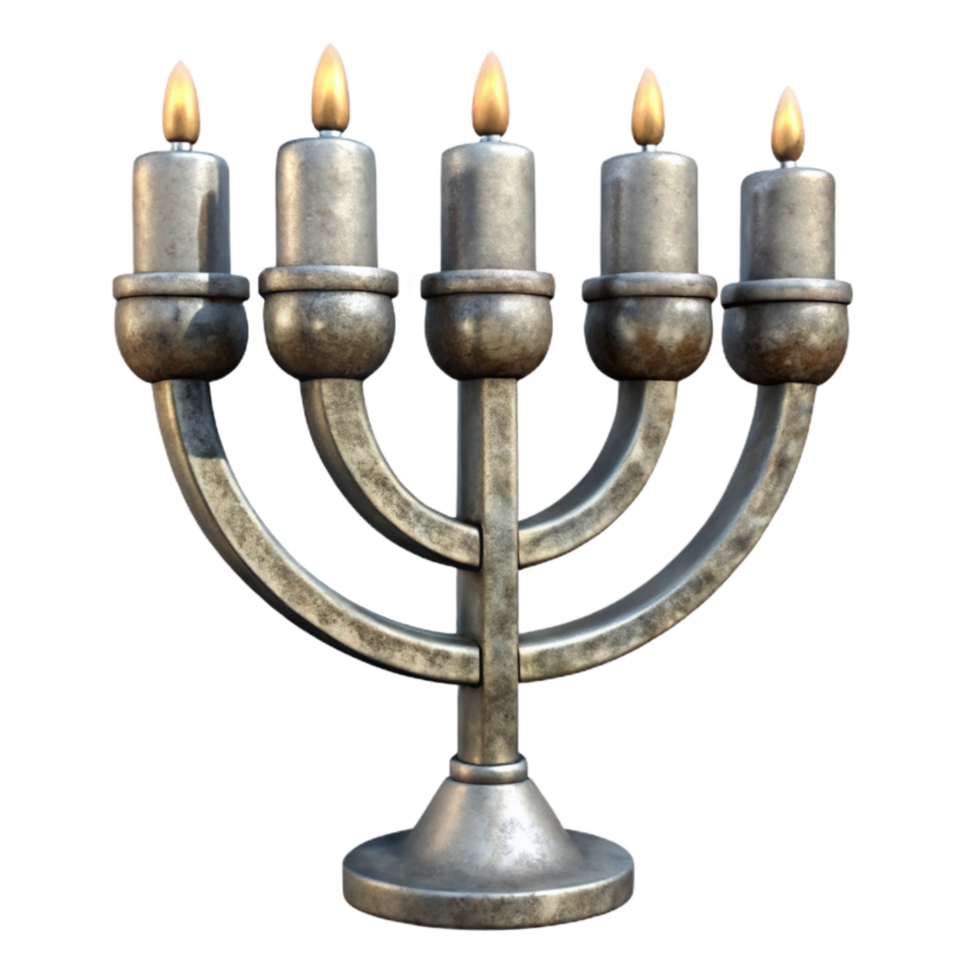 elegant artistic Menorah with Candles Silver Isolated authentic png