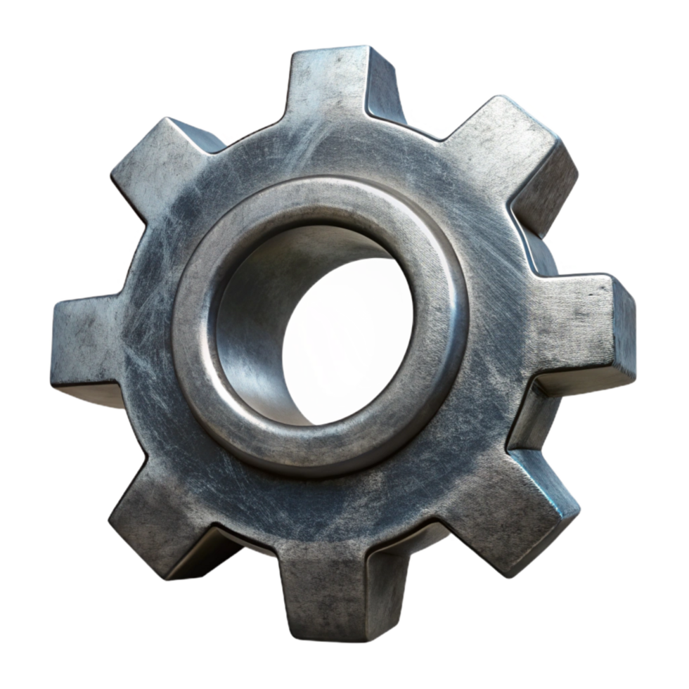 elegant creative Metallic Gray Gear Cogs Rotating Isolated detailed png