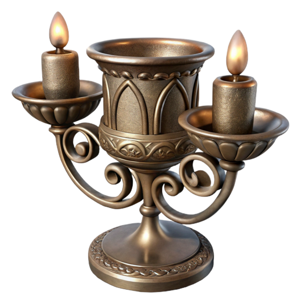 extraordinary abstract Metal Candle Holder Ornate Design Isolated 4K png