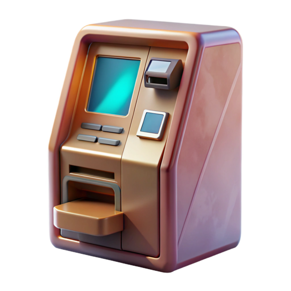dramatic minimalist Modern Atm Machine with Card Reader Transparent Element professional png