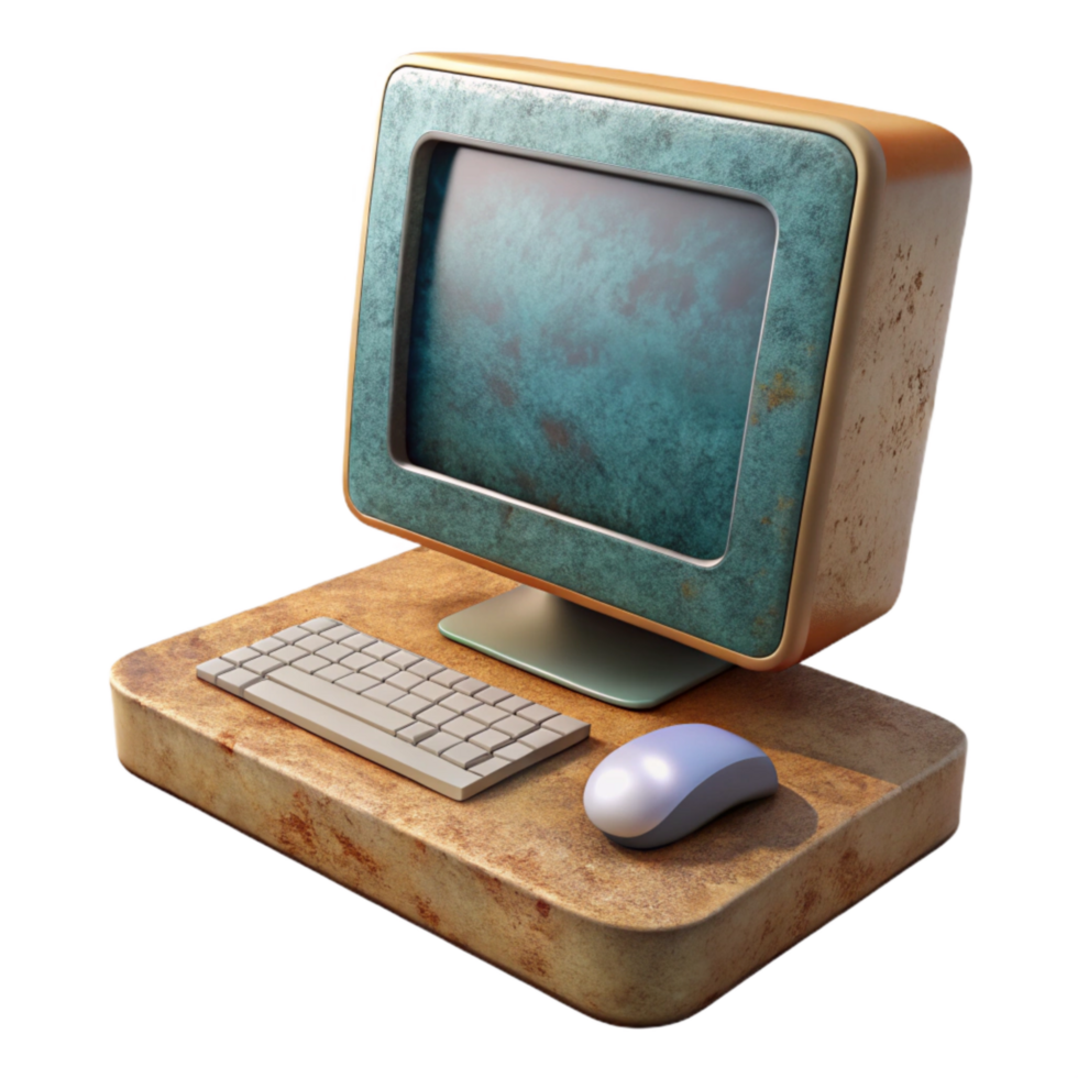 wonderful traditional Modern Desktop Computer Front View with Mouse Isolated high quality png