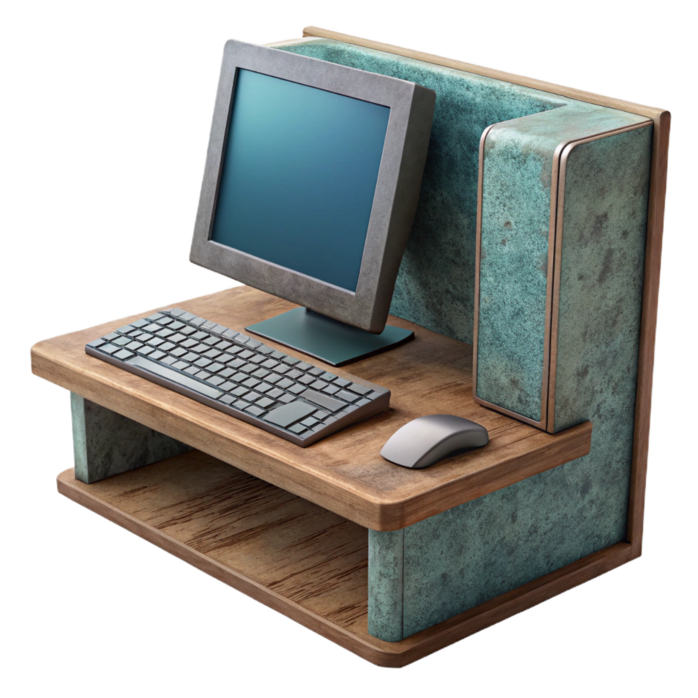extraordinary creative Modern Desktop Computer Side View with Keyboard Isolated professional png