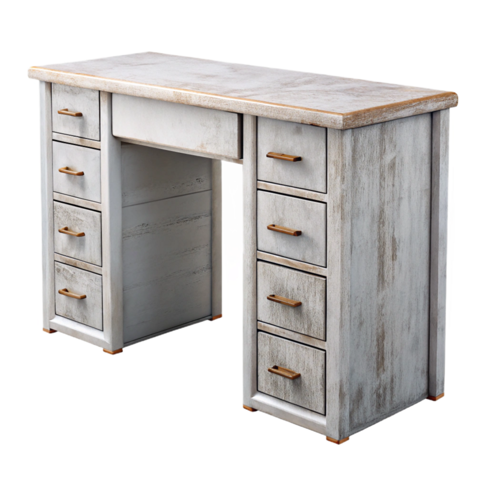 dramatic modern Modern Desk with Drawers White Finish Isolated Element premium png