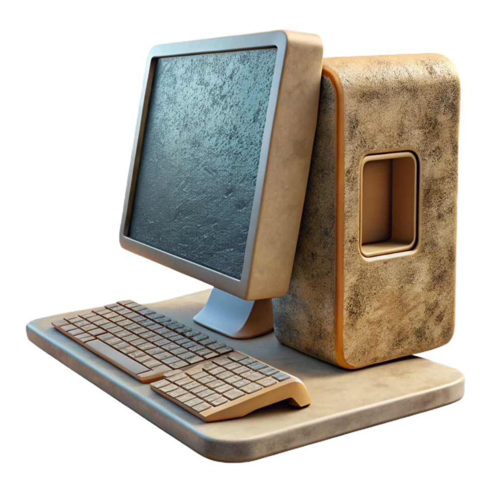 impressive modern Modern Desktop Computer Side View with Keyboard Isolated high quality png