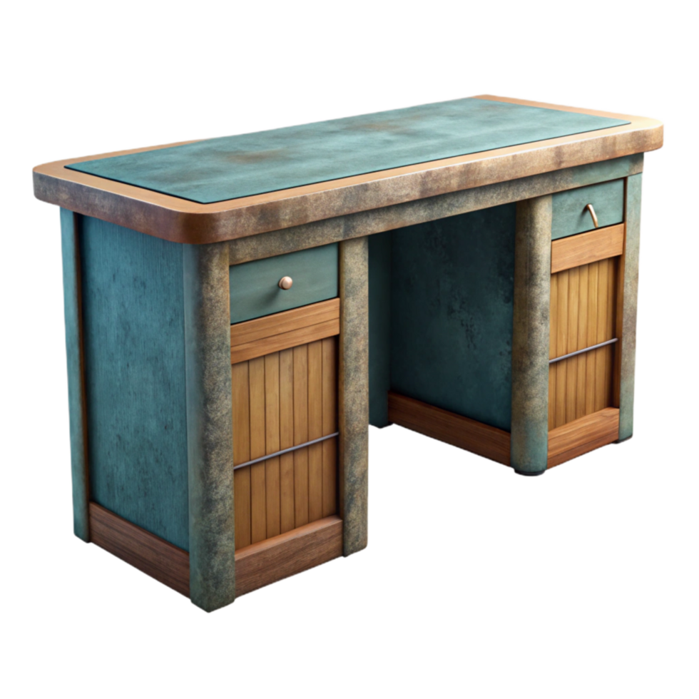 stunning rustic Modern Office Desk Front View Transparent Background 4K png
