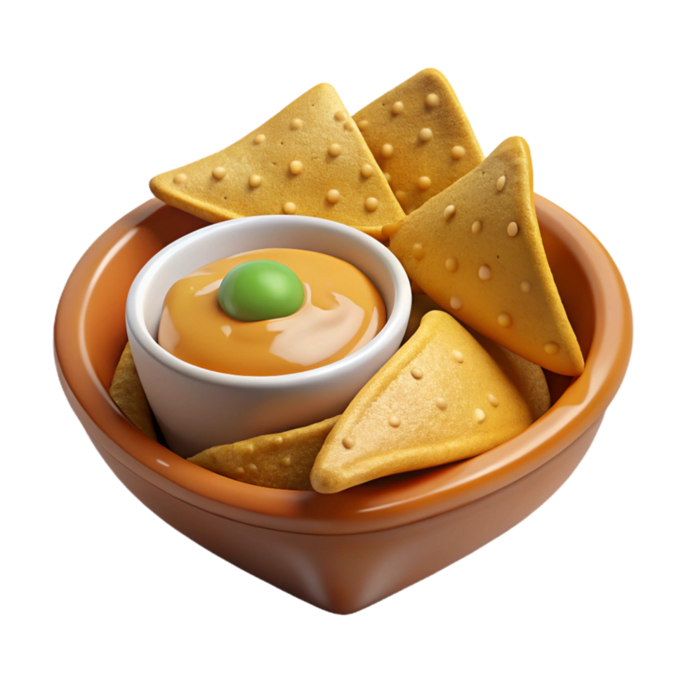 beautiful modern Nachos with Cheese Sauce Isolated detailed png